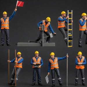 Railroad Workers 1/56 1/48 1/43 1/35 1/32 1/30 1/24  1/22 Scale  Figures – Grey Resin Train Crew Miniatures