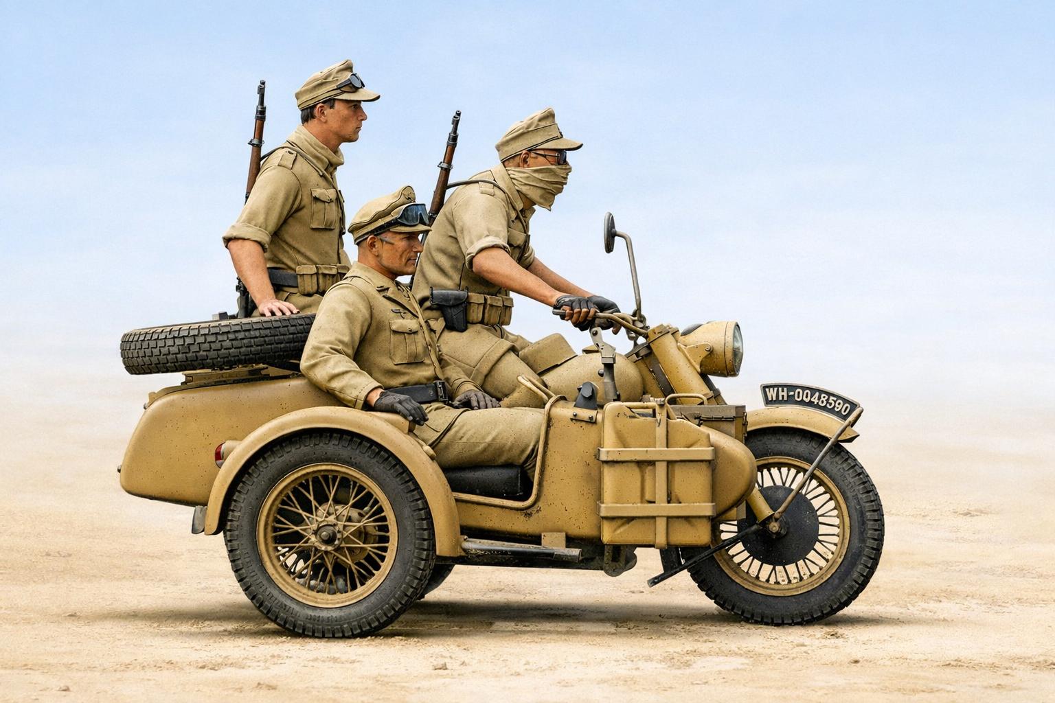 WW2 German BMW R75 Motorcycle Crew – Afrika Korps Desert Soldiers
