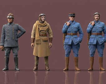 Pilotenfiguren uit de Eerste Wereldoorlog – Duitse, Franse en Britse miniaturen op schaal 1:1 van hars.