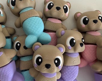 Under the Sea MerBear Articulated Toy-Fidget, Desk accessory, Party Favors, Mermaid Friend