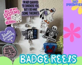 Retractable Badge Reel | Funny Healthcare Badge Holder | Nurse Gift | Handmade ID Clip