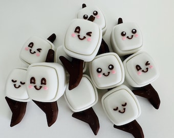 Cute Marshmallow on a Stick Clicker | 3D Printed Fidget Toy | Sensory Desk Toy | Clicky Keychain | Camping & S'mores Lover Gift