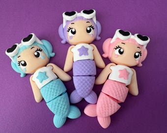 Under the Sea Mermaid Articulated Toy-Fidget, Desk accessory, Party Favors, Mermaid Friend