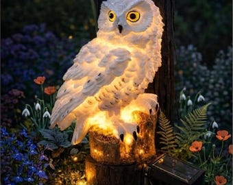 Lámpara solar de jardín con forma de búho: lámpara LED exterior impermeable, decoración original para el jardín.