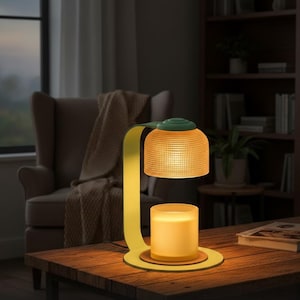Retro Green Candle Warmer Lamp - Timer & Dimmer, Safe Home Fragrance