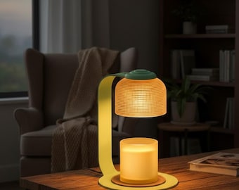 Lampa grzewcza na świecę w kolorze retro, zielona, z timerem i ściemniaczem, bezpieczny zapach do domu