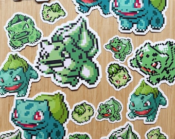 Bulbasaur Sticker-CHOOSE SIZE & GENERATION! Waterproof Vinyl Pixel Sprite Matte Gloss Sticker Laptop Phone Water Bottle Switch Gift