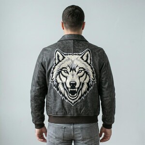 Wolf Leather Jacket - Etsy