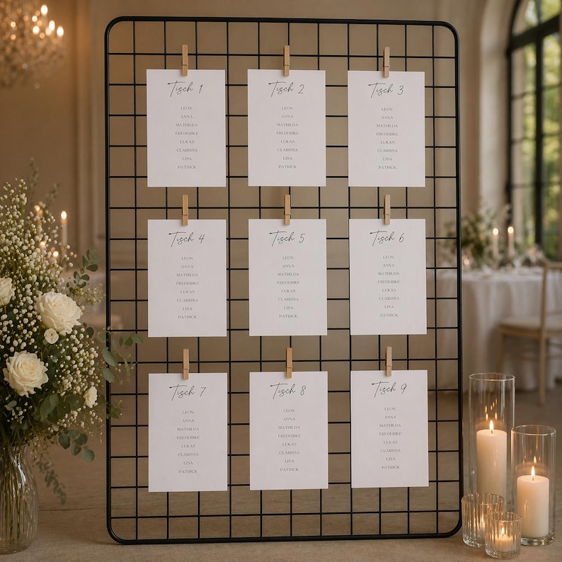Sitzplan Hochzeit A5 Karten personalisiert - Tischplan Hochzeit, Seating Chart Wedding, Sitzordnung Hochzeitsgäste Bild 8