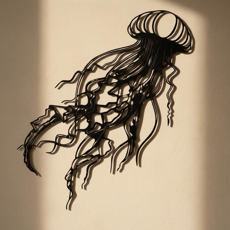 Jellyfish Metal Wall Art, Coastal Ocean Wall Decor, Nautical Marine ...