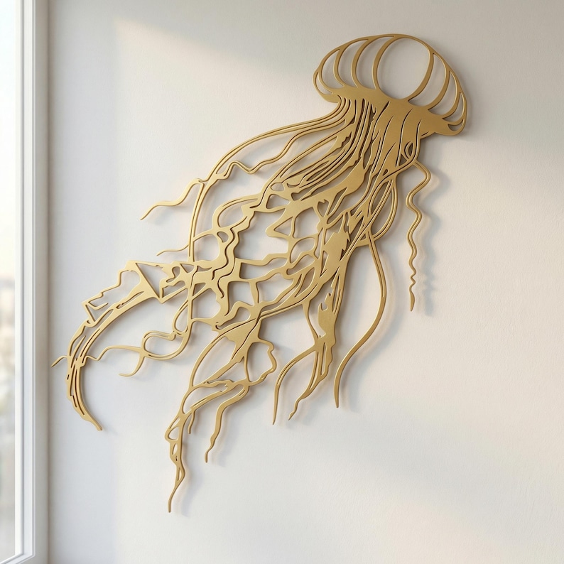 Jellyfish Metal Wall Art, Coastal Ocean Wall Decor, Nautical Marine ...