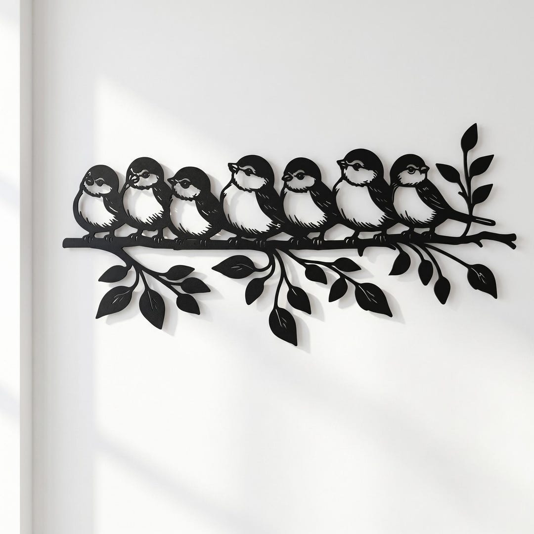 Birds on Branch Metal Wall Art, Rustic Bird Wall Decor, Woodland Nature ...