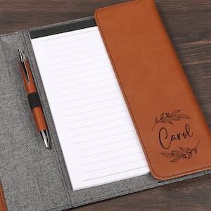 Personalized Engraved Leatherette Portfolio with Notepad, Custom Name Business Padfolio, Graduation Gift, Office Organizer, Teacher Gift