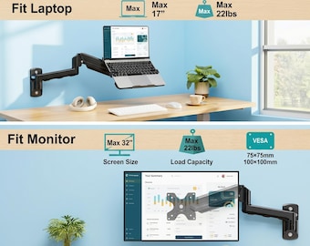 2-in-1 Laptop Desktop Floating Stand, monitor stand,wood monitor stand,monitor riser,tv stand,laptop stand,trolley sleeve laptop