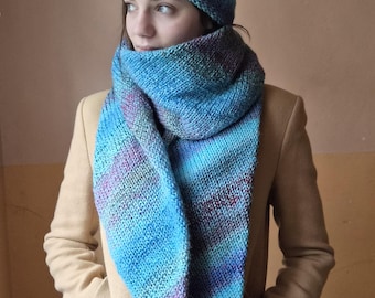 Diagonal Variegated Scarf Knitting Pattern PDF – Sentro 48 Machine Knit Tutorial, Long Wrap Scarf, Step-by-Step Photos, 5 Languages