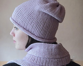 Vertical Beanie Knitting Pattern PDF – Sentro 48 Machine Knit Tutorial, Adjustable Ponytail Beanie, Step-by-Step Photos, 5 Languages