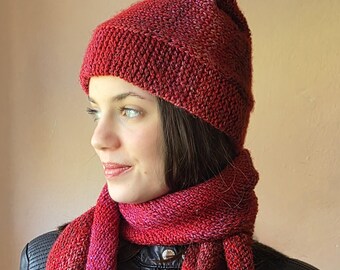 Marled Pointed Beanie Knitting Pattern PDF – Sentro 48 Machine Knit Tutorial, Glasses Friendly, Step-by-Step Photos, 5 Languages
