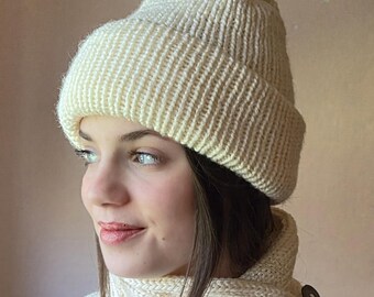 Double Layer Beanie Knitting Pattern PDF – Sentro 48 Machine Knit Tutorial, Pointed Winter Beanie, Step-by-Step Photos, 5 Languages