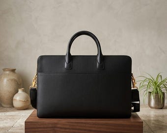 Personalized Leather Laptop Bag 17 Inch Handmade Leather Briefcase for Men Women Office Shoulder Bag Gift for Him