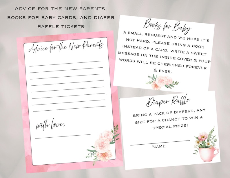 Teacup Raffle A Little Cu-tea Baby Shower Invitation Bundle, Tea Party Games, Advice ...