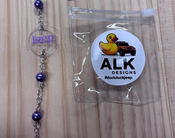 Jeep Themed rearview mirror charm- duck duck Jeep