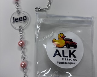 Jeep themed rearview mirror charm- duck duck Jeep