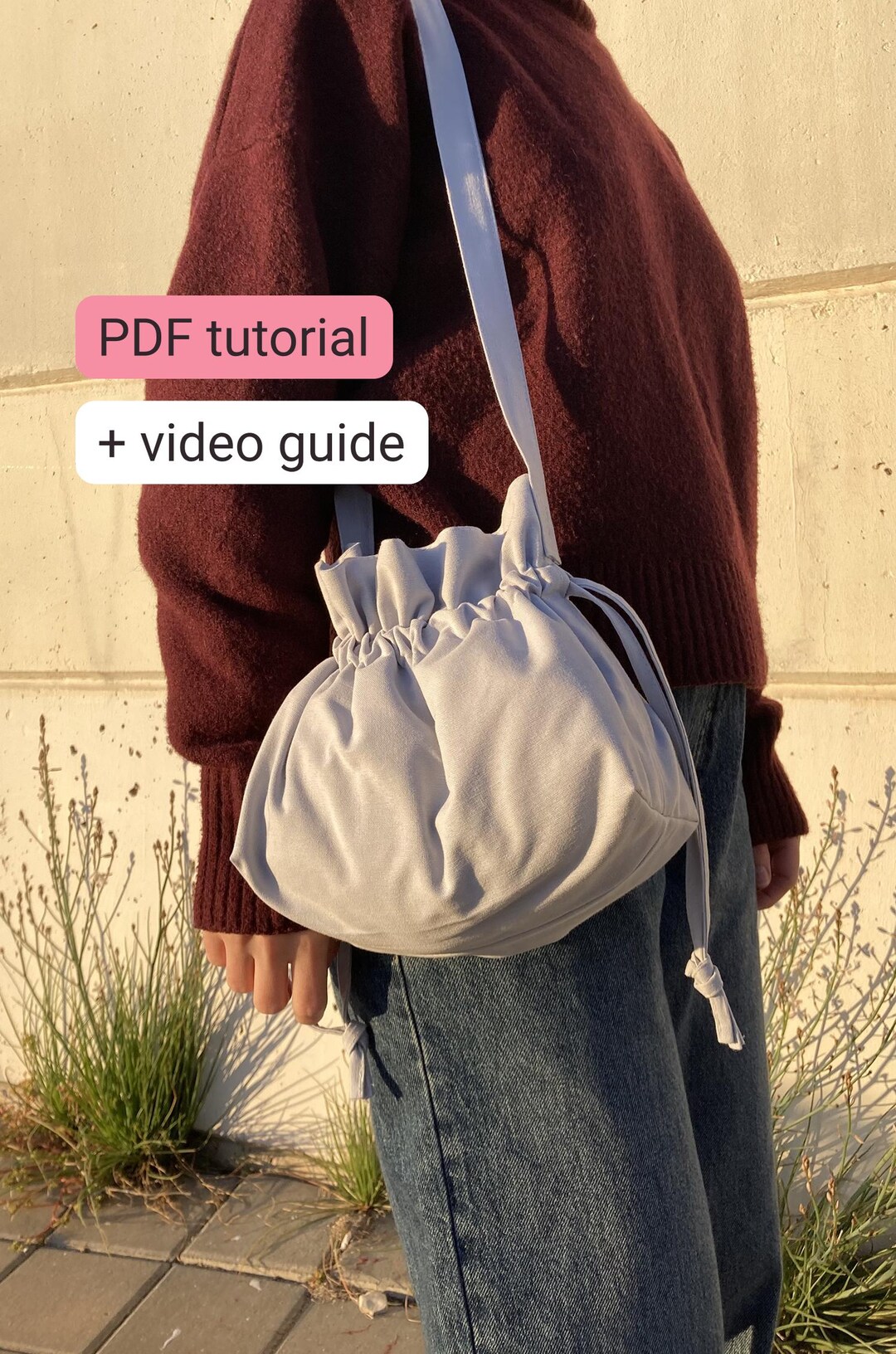 PDF Drawstring Bag Sewing Pattern – Beginner Friendly, Easy, Casual ...