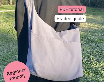 Modello di cucito per borsa a tracolla Hobo in formato PDF: borsa casual per tutti i giorni, adatta ai principianti