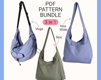 3 in 1 Sewing Pattern Bundle — Hobo Bag, Crossbody Bag