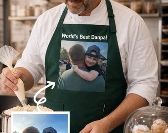 Custom Photo Apron, Personalized Picture Chef Gift, Custom Text Apron, Adjustable Apron for Women & Men, Grill Apron, Funny Gift for Him