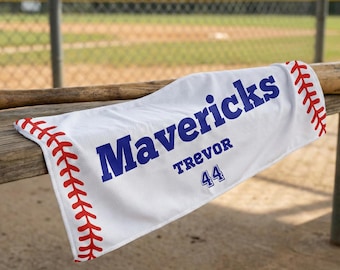 Personalized Baseball Cooling Towel, Custom Name & Number Design, Personalized Sports Gear – 12x31.5" Mesh Sport Towel, 250 GSM Team Gift