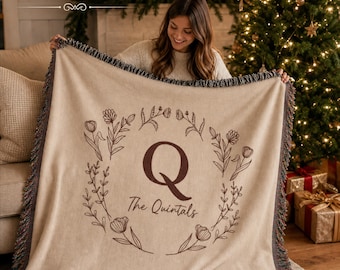 Personalized Christmas Family Blanket, Custom Last Name Throw, Family Name Holiday Decor, Christmas Gift For Parents, Couples & Families