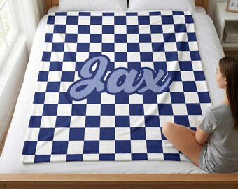 Personalized Checkered Name Blanket, Custom Funky Throw Blanket, Personalized Minky Throw, Baby Name Blanket, Nursey Gift, Newborn Blanket