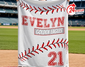 Personalized Baseball Blanket with Custom Name, Baseball Team Throw, Boys Baseball Gift, Baseball Lover Gift, Sports Blanket