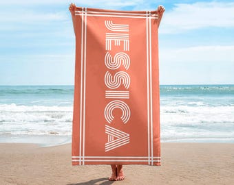 Personalized Name Beach Towel, Custom Retro Pool Towel, Bridesmaid Gift Idea, Girls Trip 2026 Essential, Kids Summer Towel
