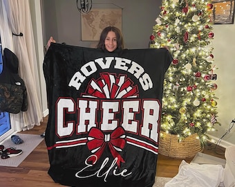 Personalized Cheerleading Team Blanket, Custom Name Cheer Throw, Senior Cheer Gift, Cheer Coach & Cheer Mom Present