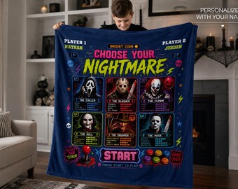 Custom Name Nightmare Blanket, Personalized Horror Throw, Halloween Gift, Movie Night