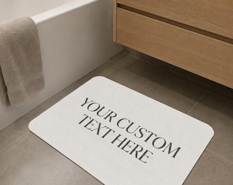 Personalized Bath Mat, Custom Monogrammed Bath Rug with Name & Initials, Aesthetic Bathroom Decor, Housewarming Gift, Non-Slip Bath Mat