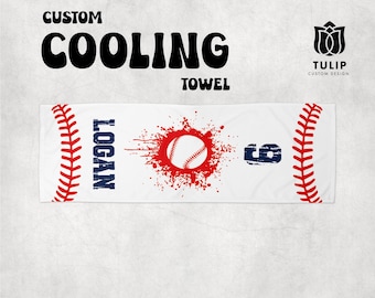 Personalized Baseball Cooling Towel, Custom Name & Number Mesh Towel, Team Gift, Baseball Player Gift, Coach Gift