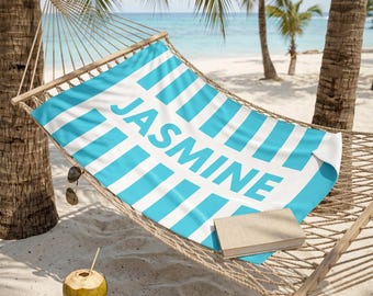 Personalized Striped Beach Towel with Name , Custom Beach Towels, Pool Towels, Vacation Gift, Girls Trip 2026, Team Gift