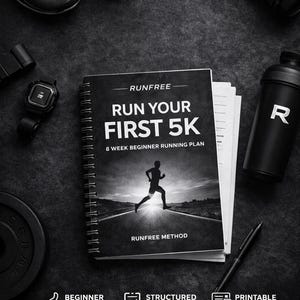 Voer je eerste 5K-trainingsplan uit | 8 weken hardloopprogramma voor beginners afdrukbaar | Gestructureerde hardloopgids | RunFree-methode: