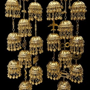 Chooda nupcial Kaleera dourada personalizada | Conjunto Jhumki de casamento Punjabi com pingente de nome personalizado