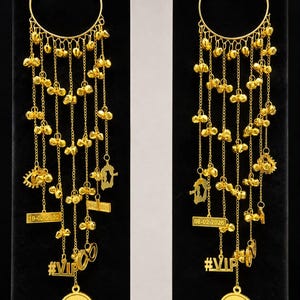 Personalized Gold Kaleera for Bride | Custom Name Date Charms | Punjabi Wedding Jewelry
