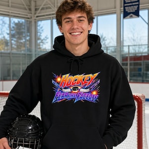 Hockey Hoodie, Ice Hockey Humor, Rink Side Style, Hockey Fan Gift, Sports Lover Pullover, Faceoff Energy