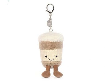 Amuseables Coffee To Go Plush Bag Charm – Cute Coffee Cup Keychain, Kawaii Plush Accessory, Aesthetic Backpack Charm Gift