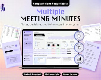 Multiple Meeting Agenda for Google Sheets Meeting Notes Tracker Meeting Minutes Spreadsheet Template Project Meeting Agenda Business Notes