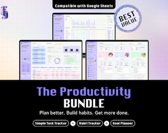 ADHD Productivity Spreadsheet Bundle Habit Tracker Study Simple To Do List Vision Board Digital Google Sheet Manifestation Goal Task Planner