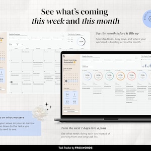 Basic Task Tracker with automatically filled weekly and monthly views for seeing deadlines, busy days, and upcoming tasks.