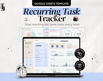 Recurring Task Tracker and Calendar Recurring Task Spreadsheet Task Reminder Recurring Task Planner Task Dashboard Google Sheets Task List