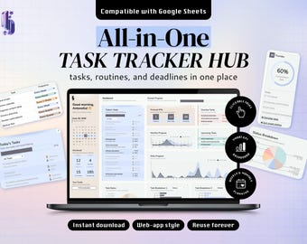 Task Tracker Google Sheets Spreadsheet To Do List Template Productivity Sheet Project Management Calendar Work Planner ADHD Task Organizer